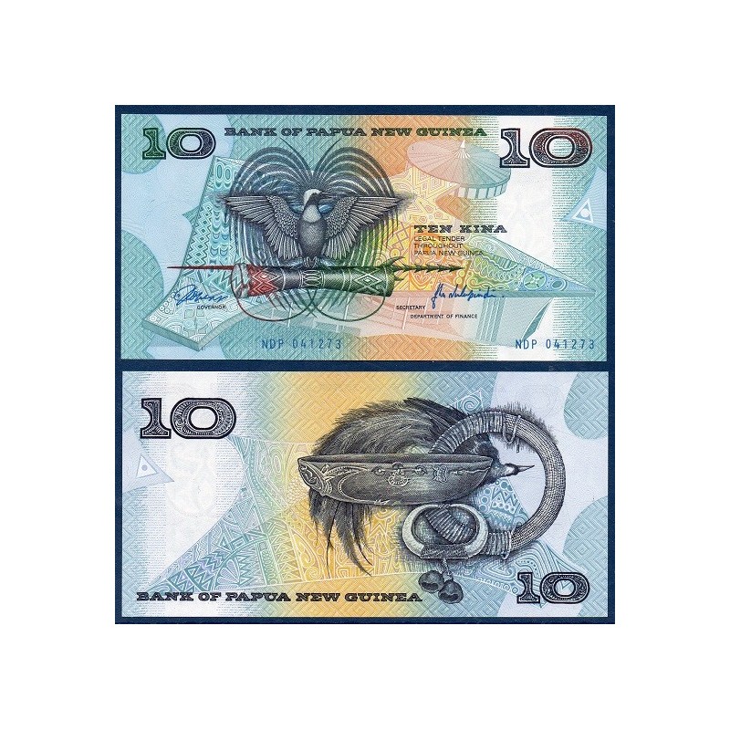 Papouasie Pick N°9a, Billet de banque de 10 Kina 1988