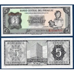 Paraguay Pick N°195b, Billet de banque de 5 Guaranie 1963