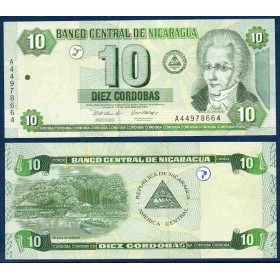 Nicaragua Pick N°191, Billet de Banque de 10 cordobas 2002