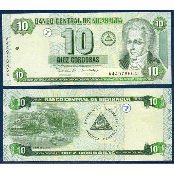 Nicaragua Pick N°191, Billet de Banque de 10 cordobas 2002