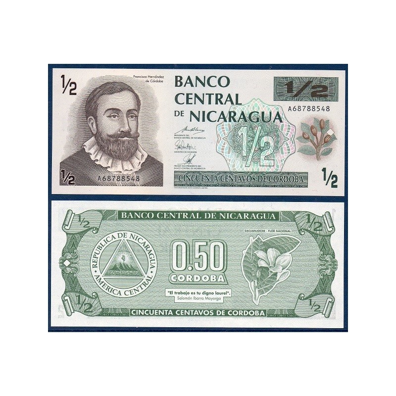 Nicaragua Pick N°172, Billet de Banque de 1/2 cordoba 1992