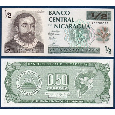 Nicaragua Pick N°172, Billet de Banque de 1/2 cordoba 1992