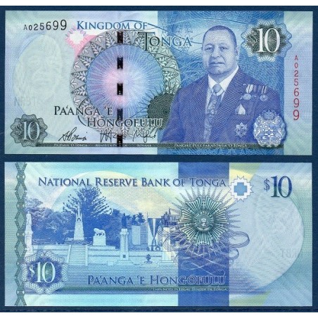 Tonga Pick N°46, Billet de banque de 10 Pa'anga 2015