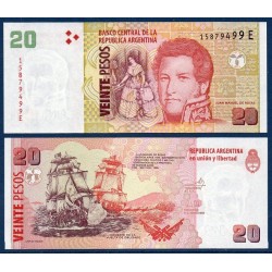 Argentine Pick N°355a, Billet de banque de 20 Pesos 2002-2014