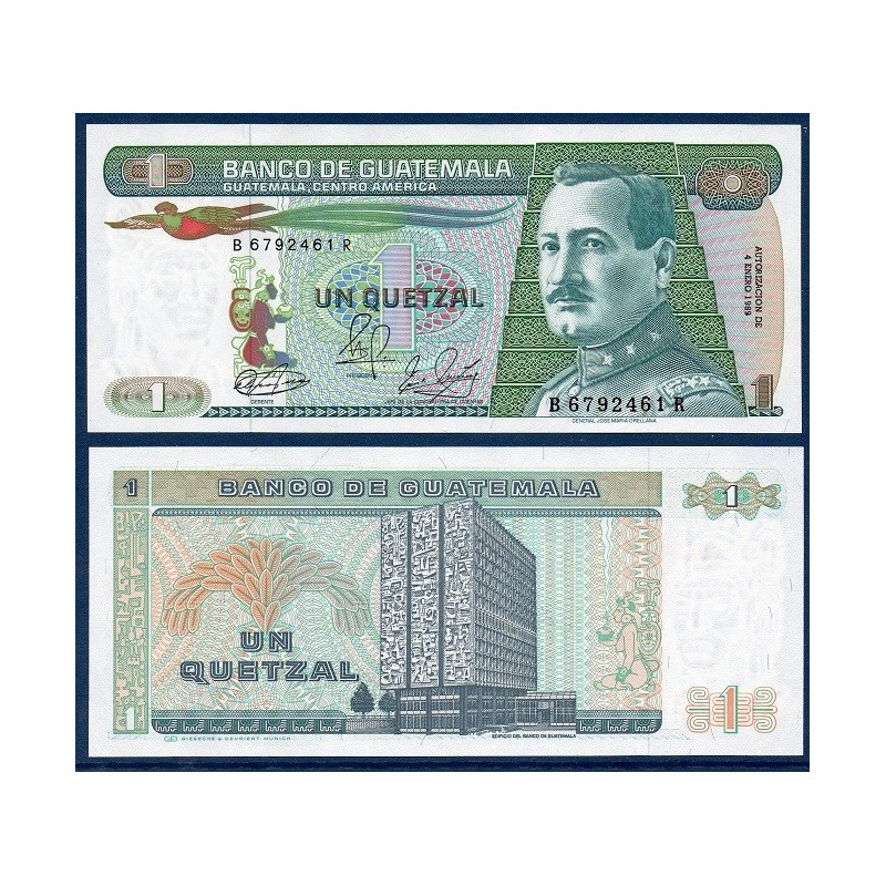 Guatemala Pick N°66, Billet de banque de 1 Quetzal 1983-1989