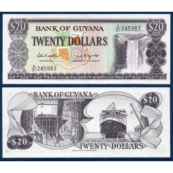 Guyana Pick N°24d, Billet de banque de 20 Dollars 1966-1989