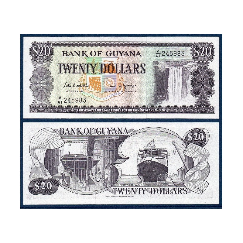 Guyana Pick N°24d, Billet de banque de 20 Dollars 1966-1989