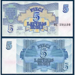 Lettonie Pick N°37 neuf, Billet de banque de 5 Rubli 1992