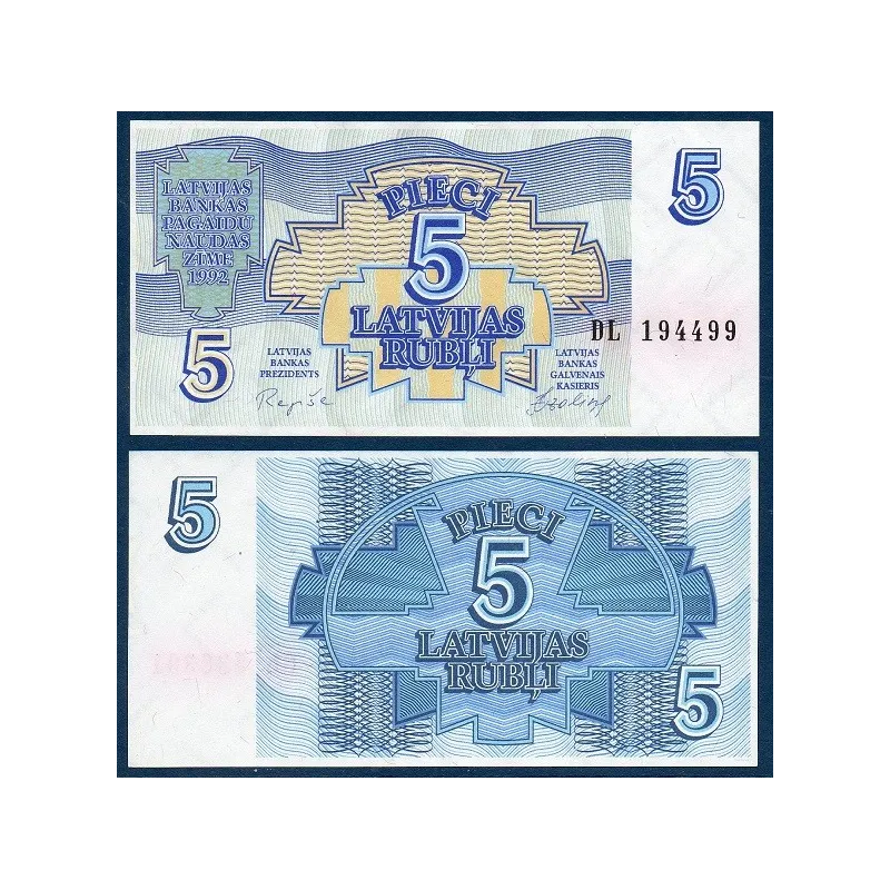 Lettonie Pick N°37 neuf, Billet de banque de 5 Rubli 1992 Lettonie Pick N°37 neuf, Billet de banque de 5 Rubli 1992