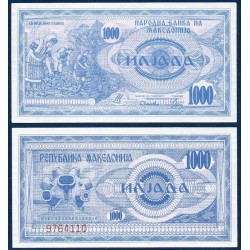 Macedoine P.6a, neuf Billet de 1000 Denari 1992 bleu