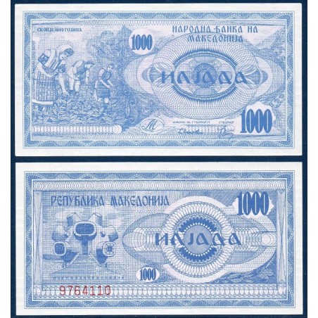 Macedoine P.6a, neuf Billet de 1000 Denari 1992 bleu
