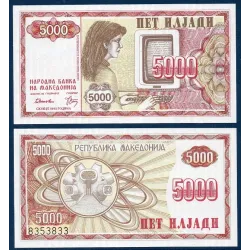 Macedoine Pick N°7a, Billet de banque de 5000 Denari 1992