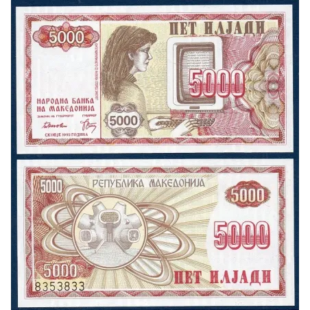 Macedoine Pick N°7a, Billet de banque de 5000 Denari 1992