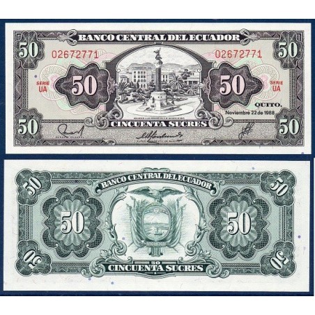 Equateur Pick N°122a, Billet de banque de 50 Sucres 1984-1988