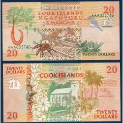 iles Cook Pick N°9a, Billet de banque de 20 dollars 1992