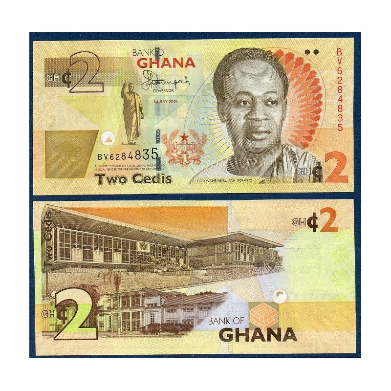 Ghana Pick N°37Ad, Billet de banque de 2 Cedis 2015