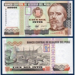 Perou Pick N°145, Billet de banque de 100000 Intis 1989