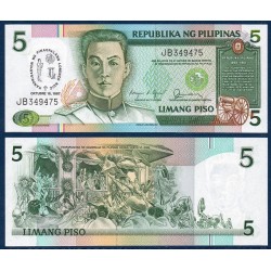 Philippines Pick N°176a, Billet de banque de 5 Piso 1989