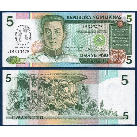 Philippines Pick N°176a, Billet de banque de 5 Piso 1989