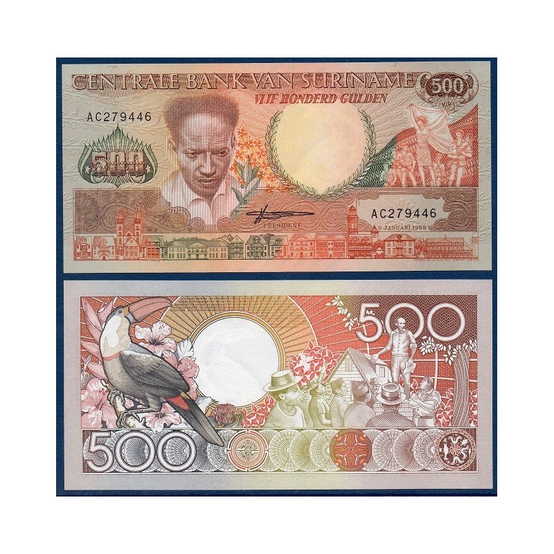 Suriname Pick N°135b, Billet de banque de 500 Gulden 1988