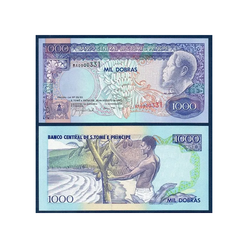 Sao Tomé et Principe P.64, Neuf Billet de 1000 Dobras 1993 Bananes Sao Tomé et Principe P.64, Neuf Billet de 1000 Dobras 1993 Bananes