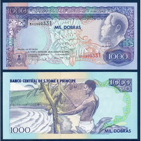 Sao Tomé et Principe P.64, Neuf Billet de 1000 Dobras 1993 Bananes