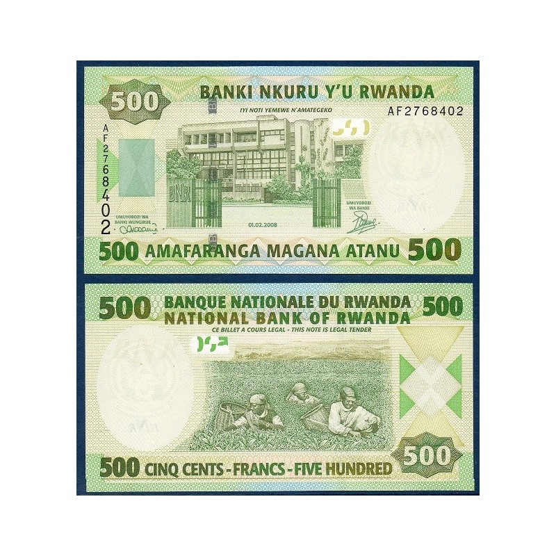 Rwanda Pick N°34, Billet de banque de 500 Francs 2008