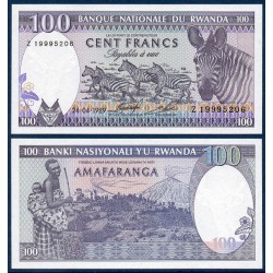 Rwanda Pick N°19, Billet de banque de 100 Francs 1989