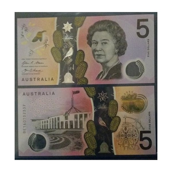Australie P.62a, neuf Billet de 5 Dollars 2016