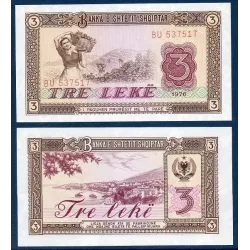Albanie Pick N°41a, Billet de banque de 3 Leke 1976