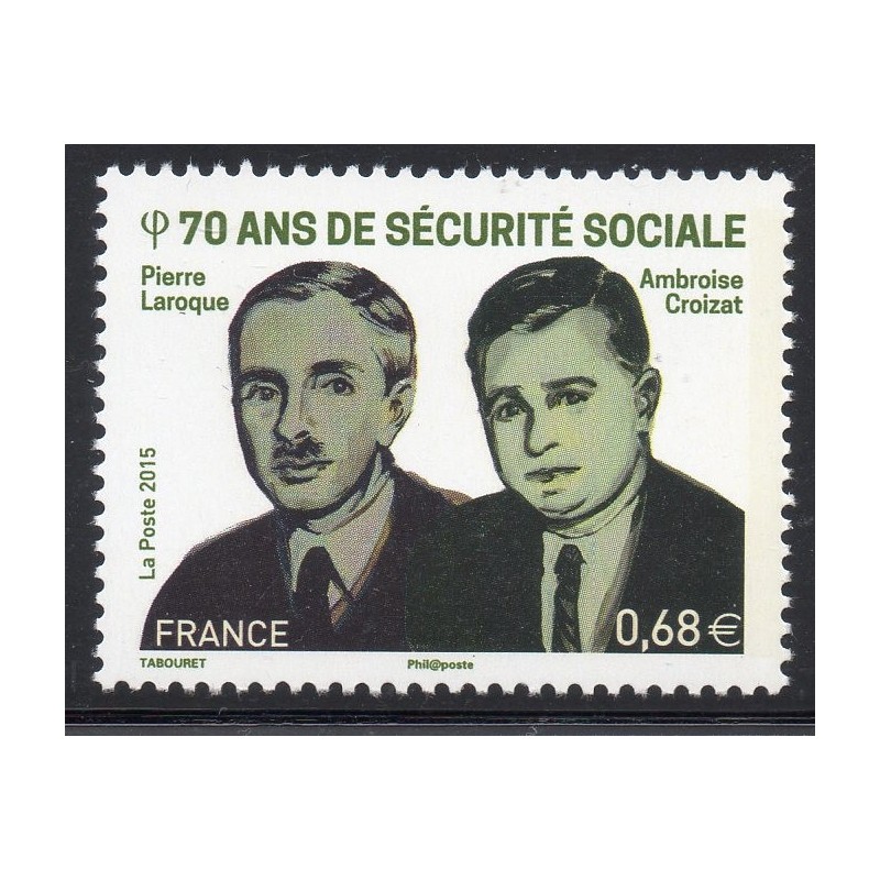 Timbre France Yvert No 4981 Sécurité sociale, Pierre laroque et Ambroise Croizat