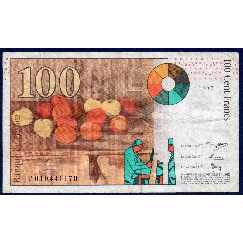 100 Francs cézanne TTB- 1997 Billet de la banque de France