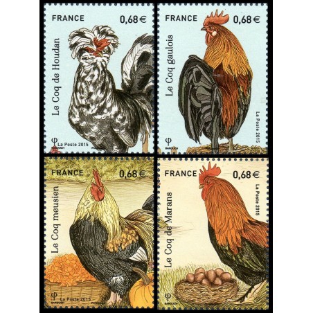 Timbre France Yvert No 5007-5010 Les coqs de France