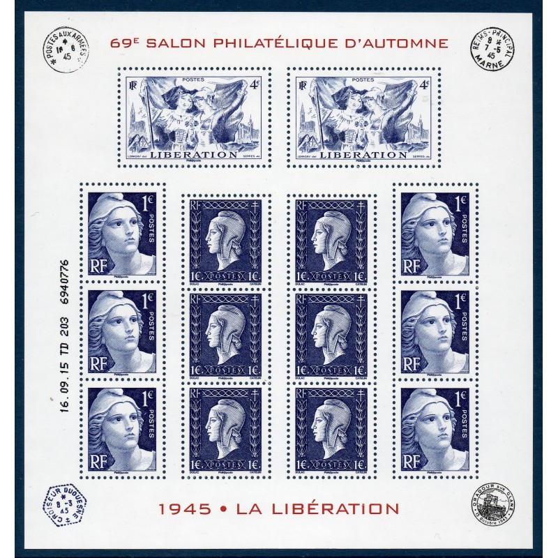 Bloc Feuillet France Yvert F4986 salon 2015 Libération 1945