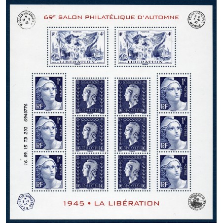 Bloc Feuillet France Yvert F4986 salon 2015 Libération 1945