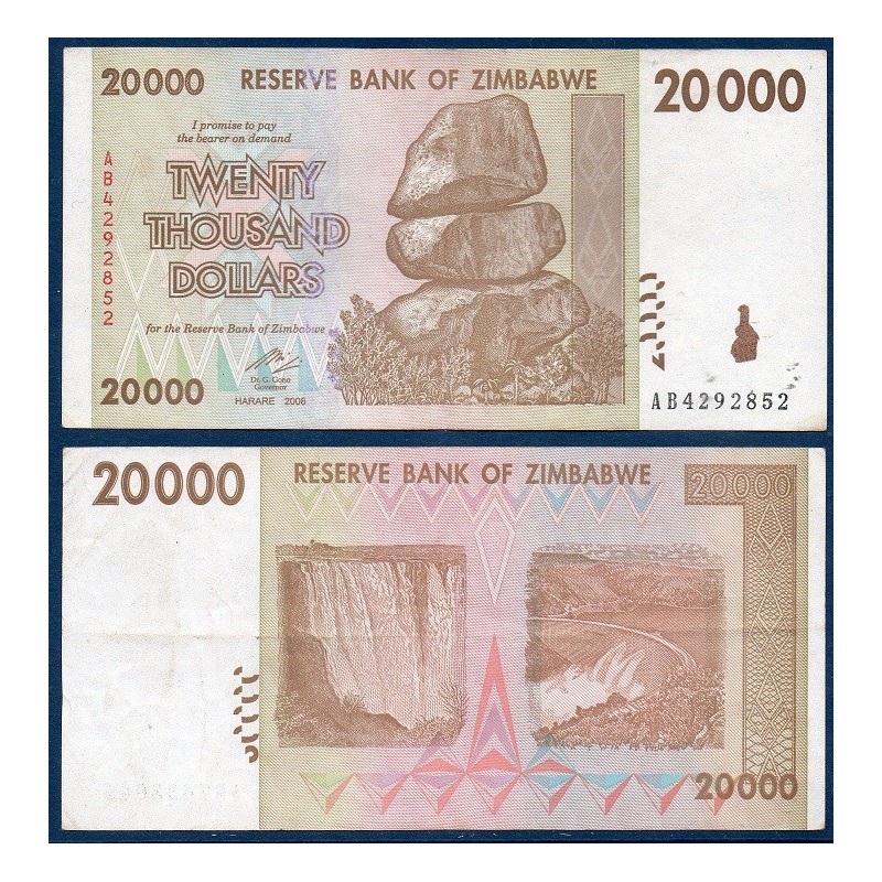 Zimbabwe Pick N°73a, Billet de banque de 20000 Dollars 2008