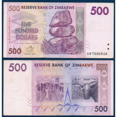 Zimbabwe Pick N°70, Billet de banque de 500 Dollars 2007