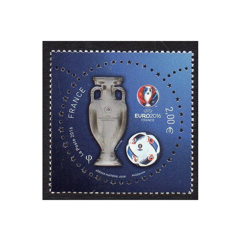 Timbre France Yvert No 5050A  vernis 3D Euro 2016 football