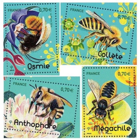 Timbre France Yvert No 5051-5054 les Abeilles Solitaire