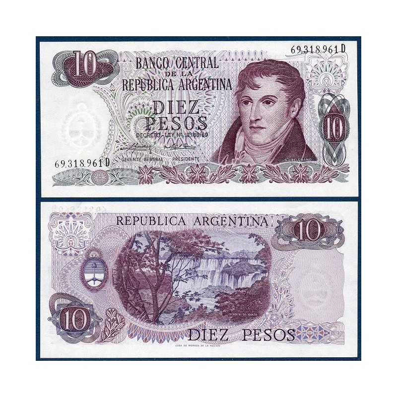 Argentine Pick N°295, Billet de banque de 10 Pesos 1973-1976
