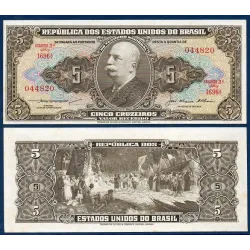 Bresil Pick N°158c, Billet de banque de 5 Cruzeiros 1953-1959