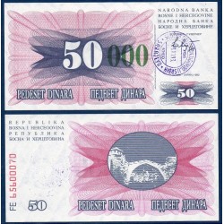 Bosnie Pick N°55 date erronée , Billet de banque de 50000 Dinara 23.10.1993