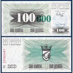 Bosnie Pick N°56a, Billet de banque de 100000 Dinara 1993