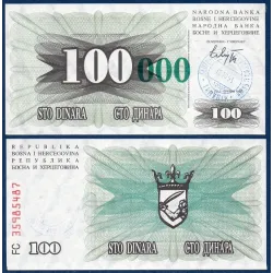 Bosnie Pick N°56a, Billet de banque de 100000 Dinara 1993
