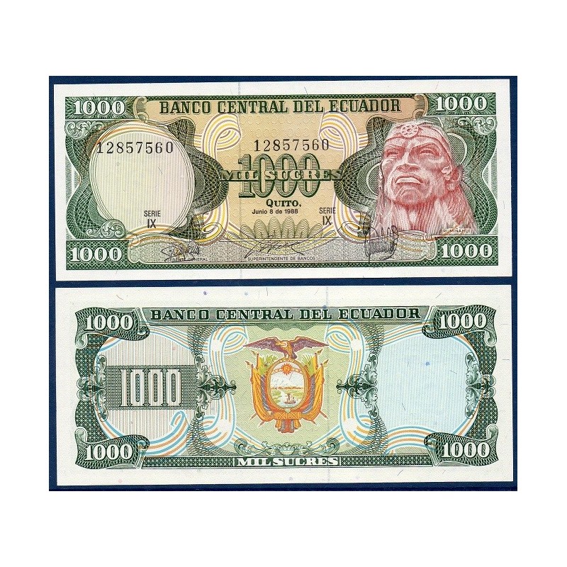 Equateur Pick N°125b, Billet de banque de 1000 Sucres 1988