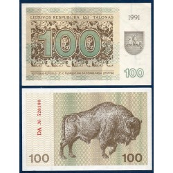 Lituanie Pick N°38b, Billet de banque de 100 Talonas 1991