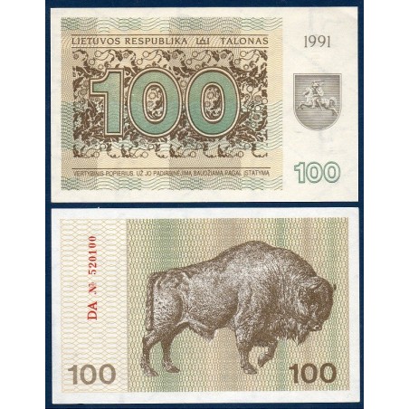 Lituanie P.38b, neuf Billet de 100 Talonas 1991 Bison