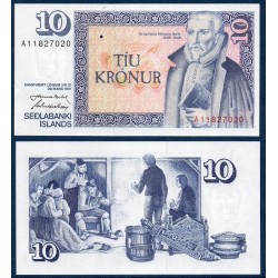 Islande Pick N°48a, Billet de banque de 10 kronur 1981