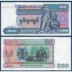 Myanmar, Birmanie Pick N°75b, Billet de banque de 200 Kyats 1998