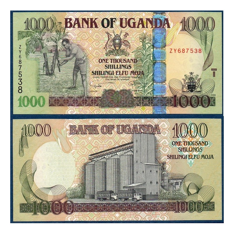 Ouganda Pick N°43c, Billet de banque de 1000 Shillings 2008